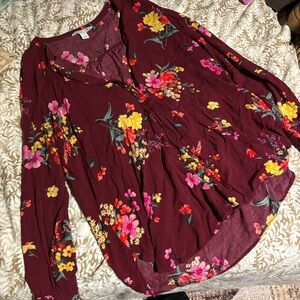 Old Navy Pink Relaxed Blouse with Buttoned Style